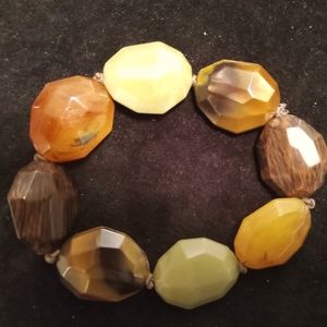 DRESSBARN FASHION STRETCHY BRACELET BROWN GREEN GOLD BEADS